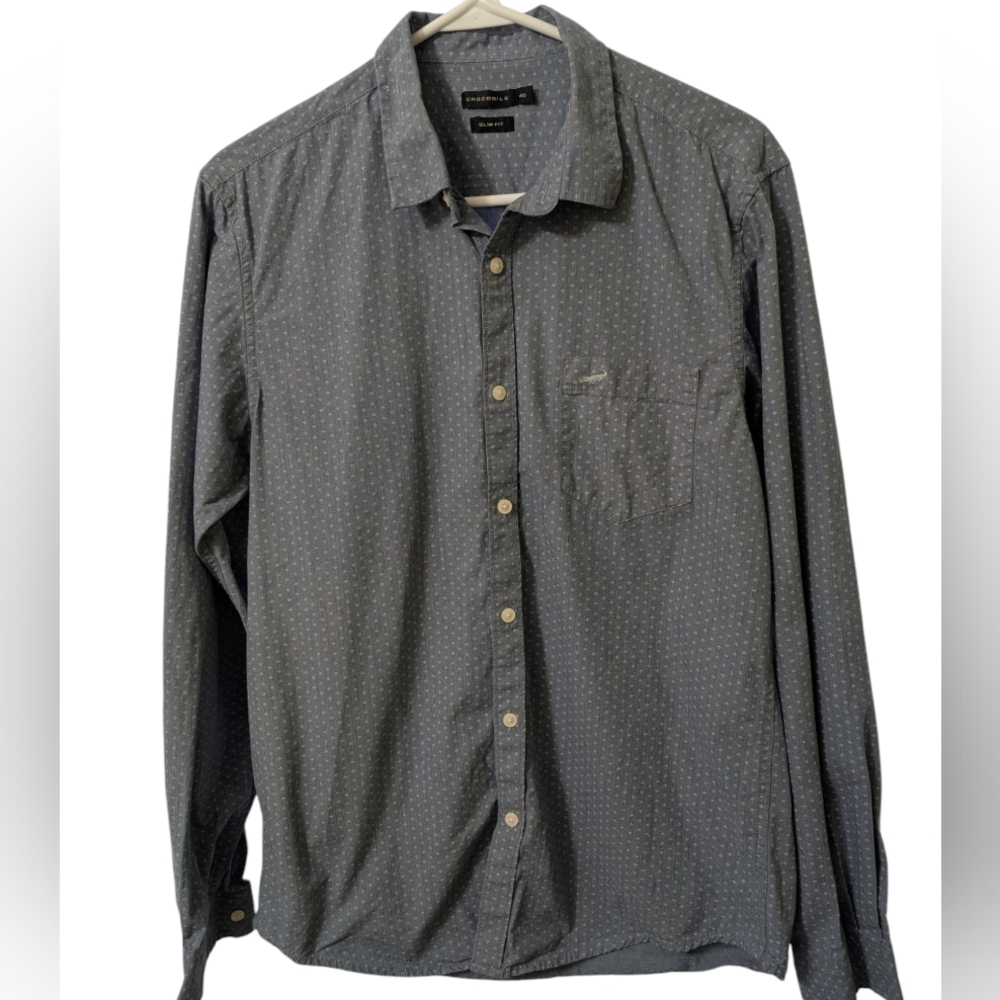 Crocodile Light Blue Casual Button Down Shirt Slim Fit
